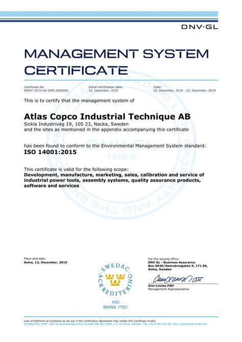 atlas copco certificate|MANAGEMENT SYSTEM CERTIFICATE .